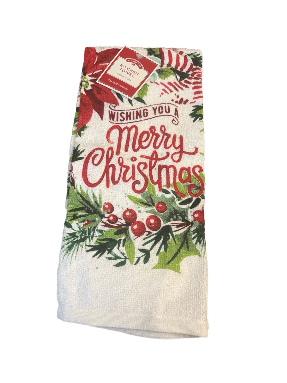 Holiday Time Red & Green Holiday Print Kitchen Towel